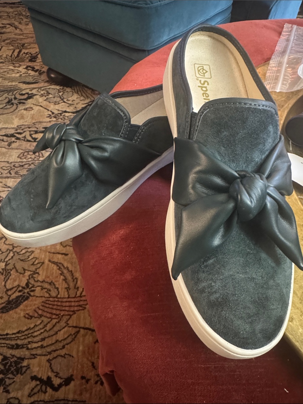 Sperry Women's Marine Blue Suede Slip-On Knot Sneakers